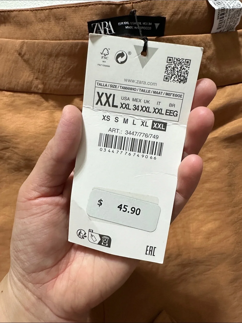 Zara Tan Linen-Blend Straight Trousers